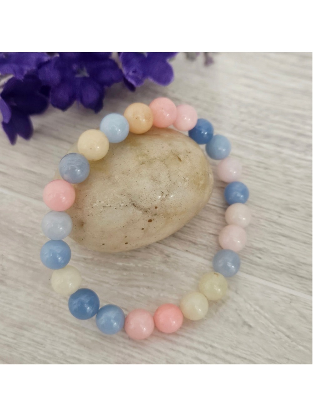 Natural Morganite 8mm Stretch Womens Bracelet